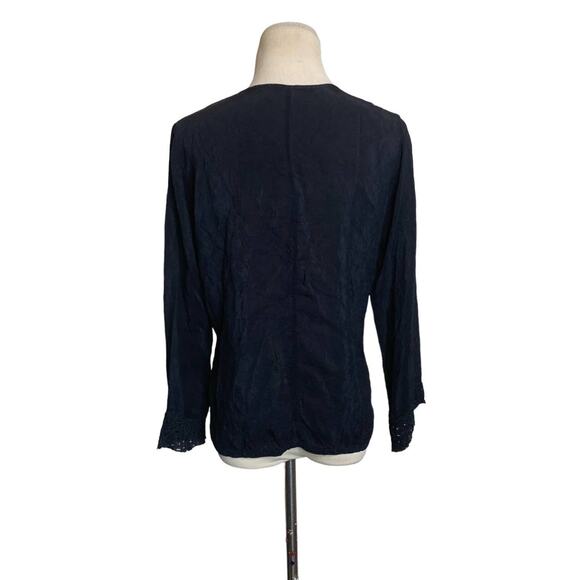 Johnny Was Black Long Sleeves Lace Detail Tunic Blouse size Small - Picture 2 of 11